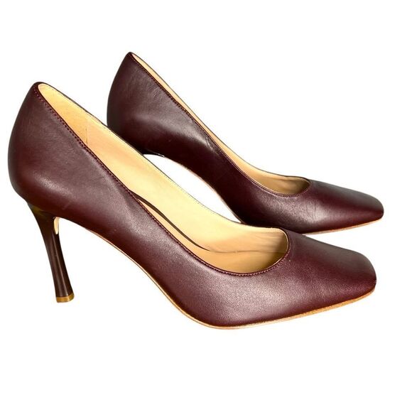 Sz 7.5M 27 Edit Burgundy Brown Elegant Leather Pumps $150 MSRP - Picture 3 of 14